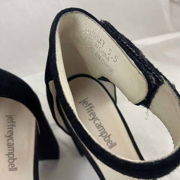 Jeffrey Campbell Lindsay Sandal Open Toe Black Suede Ankle Strap Block H… - Picture 5 of 7